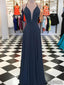Gray Haler Long A-line Chiffon Lace up Prom/Bridesmaid Dresses, PD0870