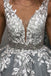 Gray V Neck Appliques Ball Gown with Beading Long Prom Dresses, PD0068