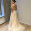 Long A-lien Lace Tulle V-back Scoop Neckline Elegant Wedding Dresses, WD0013