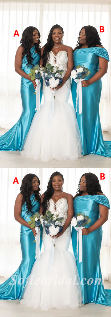 Mismatched Sexy Soft Satin Sleeveless Mermaid Floor Length Bridesmaid Dressses,SFWG00464