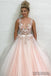 Charming A-Line V-Neck Floor-Length Appliques Beading Prom Dress, PD0066