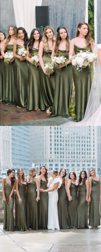 Turquoise Satin Spaghetti Straps A-line Beautiful Bridesmaid Dresses, SFWG00427