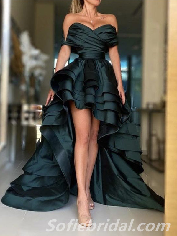 Sexy Satin Sweetheart High Low Long Prom Dresses,SFPD0230