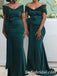 Sexy Sequin And Soft Satin Off Shoulder V-Neck Mermaid Floor Length Bridesmaid Dressses, SFWG00454