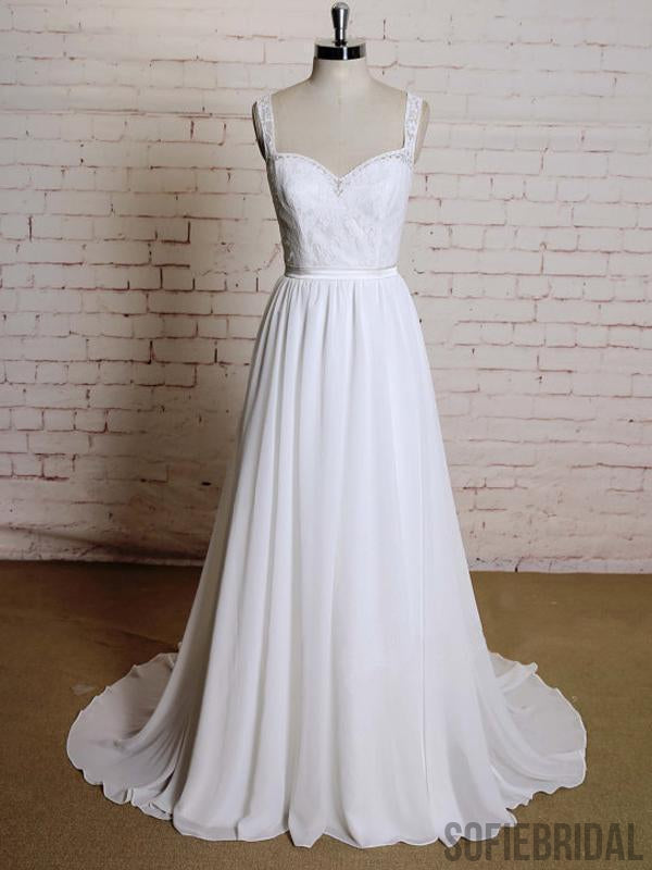 Sexy Open back Lace Straps  Cheap Beach Wedding Dresses Online, WD376