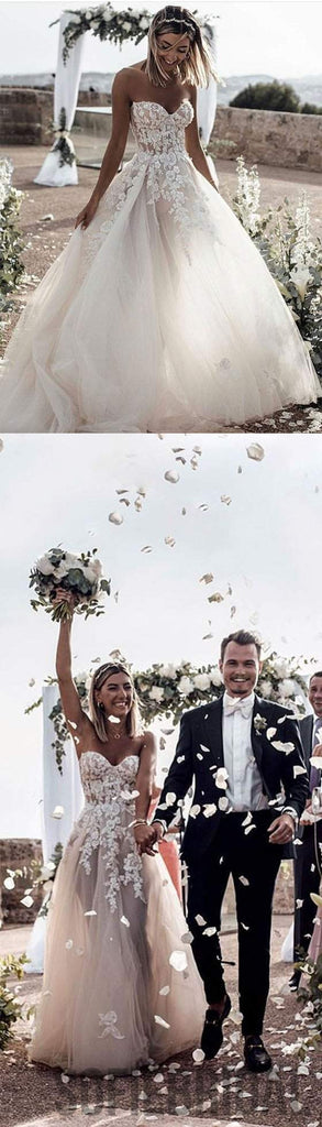 Sweetheart Lace Tulle Wedding Dresses, Romantic Wedding Bridal Gown,Wedding Dresses, WD0261