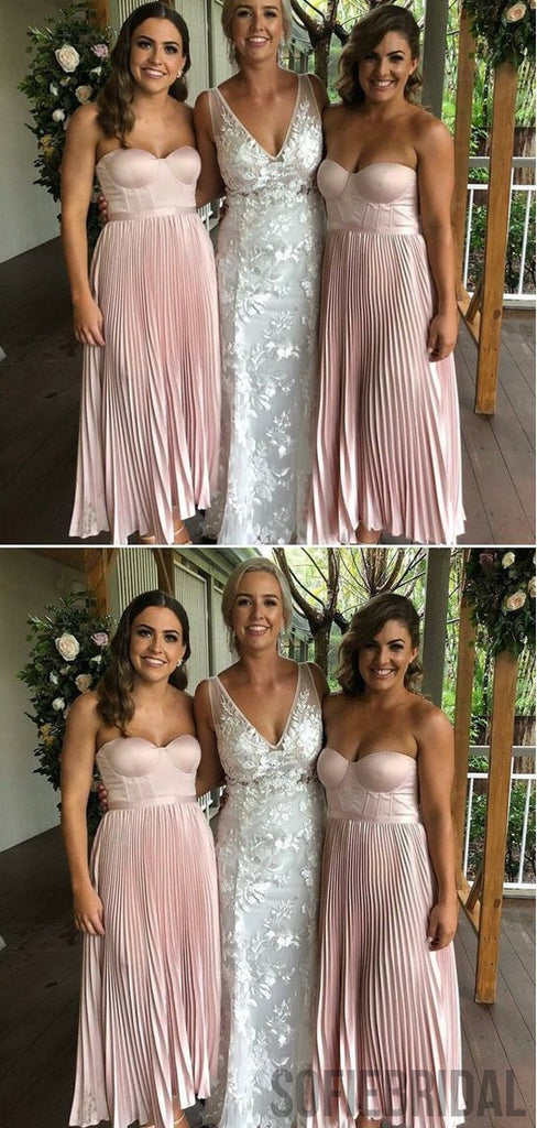 Sweetheart Blush Pink Long A-line Bridesmaid Dresses, PD0925
