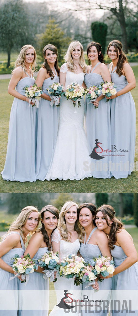 Long A-line Bridesmaid Dresses, Light Blue Bridesmaid Dresses, Chiffon Bridesmaid Dresses, PD0508