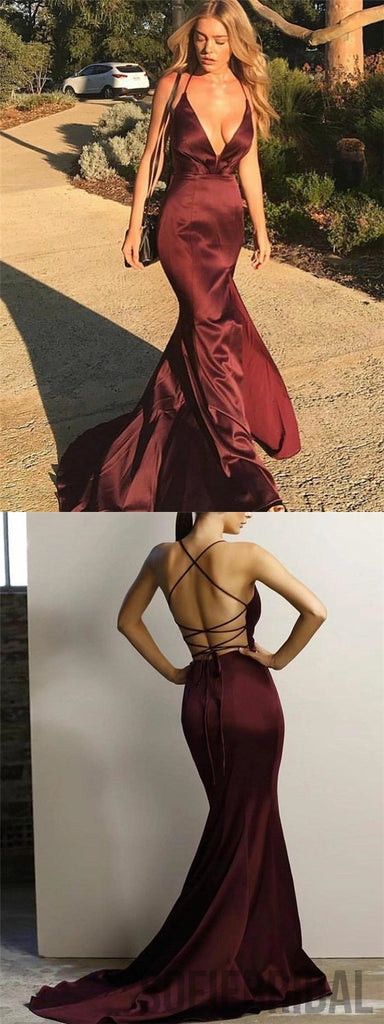 V-neck Prom Dresses, Sexy Mermaid Prom Dresses, Long Cheap Prom Dresses, PD0688