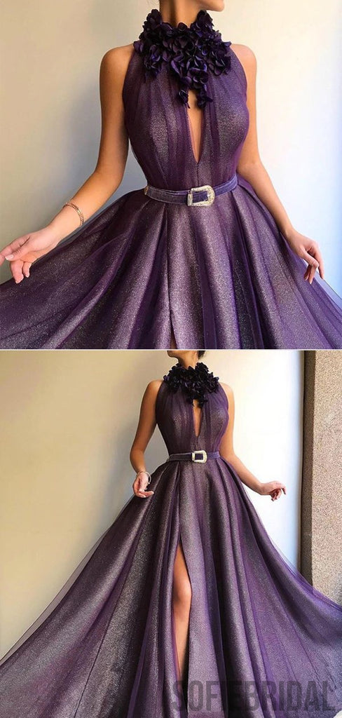 Mermaid Long A-line Shiny Purple Prom Dresses, Formal Dresses, PD0820