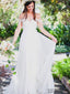 Off Shoulder Lace Sleeves Unique Casual Cheap Beach Wedding Dresses, WD313