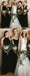 Mismatched Black Off Shoulder A-line Beautiful Long Bridesmaid Dresses, SFWG00424