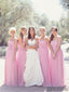 Sweetheart Floor-length Pink Chiffon Long Bridesmaid Dresses, BD0576
