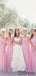 Sweetheart Floor-length Pink Chiffon Long Bridesmaid Dresses, BD0576