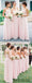 A-line Floor-length Sweetheart Strapless Pink Chiffon Bridesmaid Dresses, BD1044