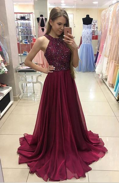 Simple Halter Burgundy Evening Wedding Party Dresses,Long Prom Dresses, WD0257