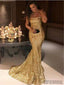 Strapless Gold Sequin Mermaid Prom Dresses, Sexy Prom Dresses, Popular Prom Dresses, PD0621