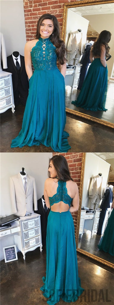Lace Chiffon Prom Dresses, Beaded Prom Dresses, A-line Prom Dresses, Cheap Prom Dresses, PD0617