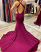 Sexy Mermaid Backless V-neck Beading Prom Dresses With Split, PD0056