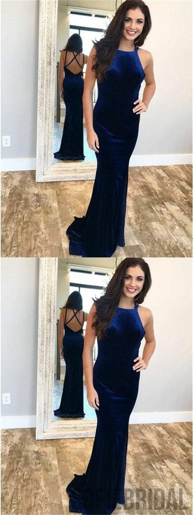 Velvet Prom Dresses, Mermaid Prom Dresses, Cross Back Prom Dresses, Prom Dresses, PD0602