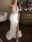 Spaghetti Long Mermaid Ivory Beaded Prom Dresses, Sexy Long Prom Dresses, PD0736