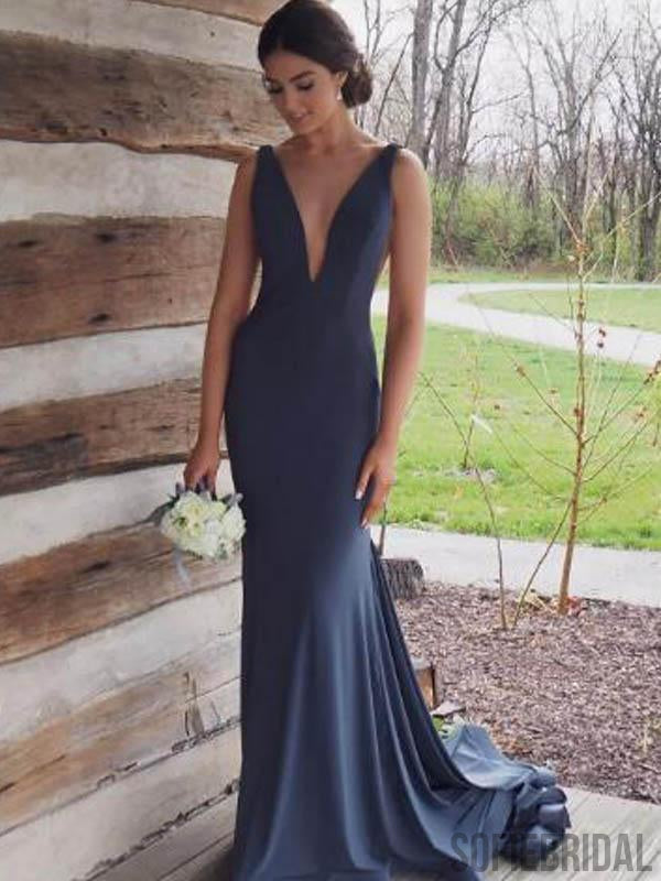 V-neck Long Mermaid Prom/Bridesmaid Dresses, PD0809