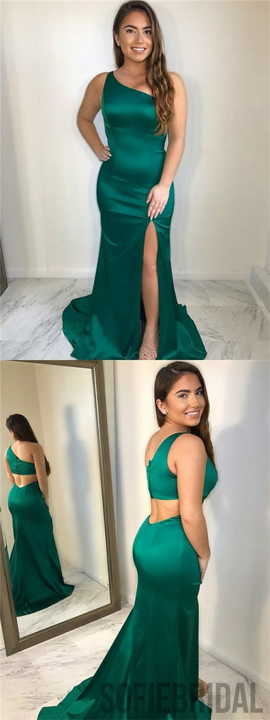 One Shoulder Prom Dresses, Side Slit Prom Dresses, Mermaid Prom Dresses, PD0690