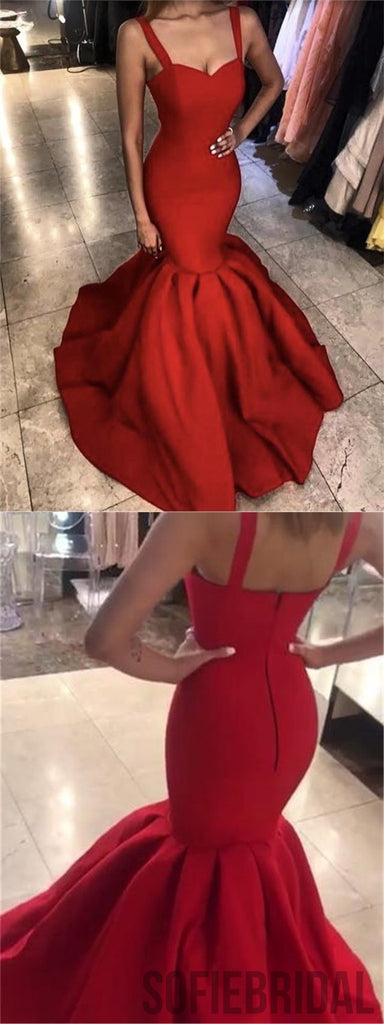 Strap Mermaid Prom Dresses, Satin Prom Dresses, Popular Prom Dresses, Cheap Prom Dresses, PD0618