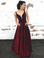 V-neck A-line Velvet Prom Dresses, Cheap Prom Dresses, PD0839