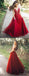 Spaghetti Red Lace Beaded Prom Dresses, Tulle Prom Dresses, Popular Prom Dresses, Prom Dresses, PD0593