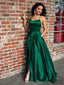 Green Satin Prom Dresses, Side Slit Prom Dresses, Cheap Prom Dresses, Long Prom Dresses, PD0662