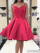 Cheap Simple Watermelon Spaghetti Straps Red Homecoming Dresses, CM453