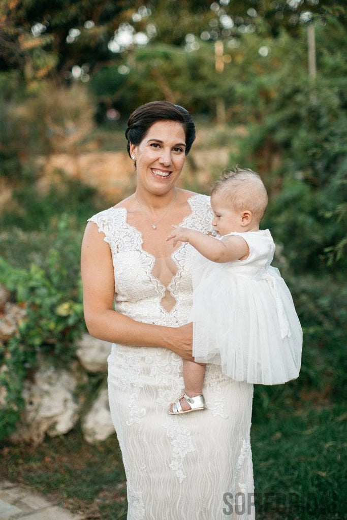 Newest V-neck Sleeveless See-though Back Lace Wedding Dresses, WD0474