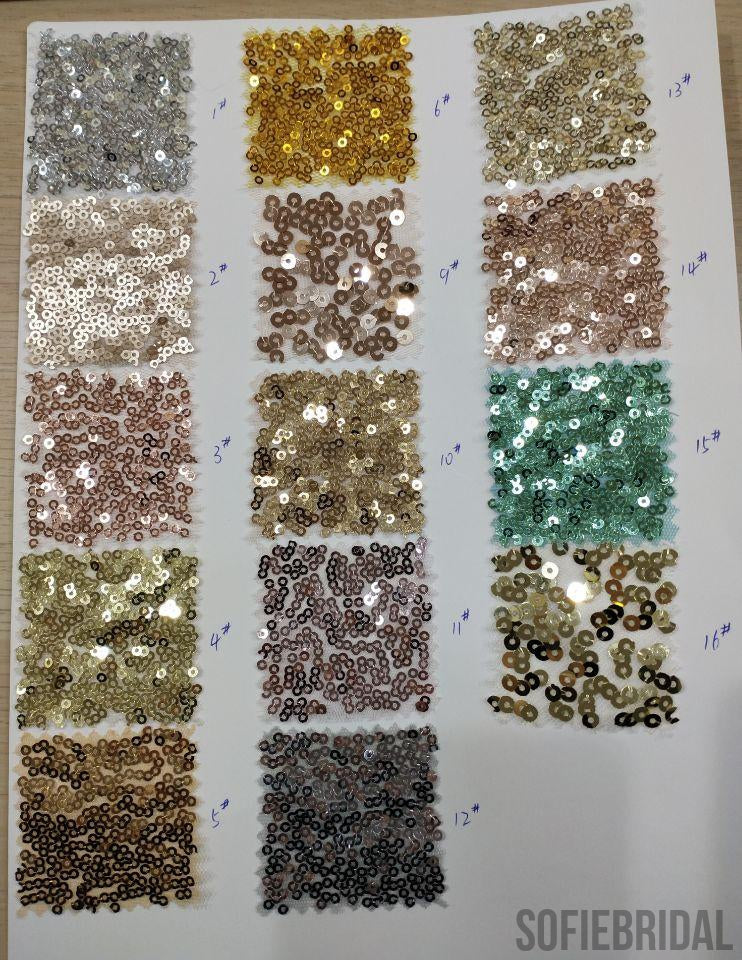 Mismatched Gold Sequin Long A-line Bridesmaid Dresses, PD0909