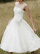 Simple Illusion Neck Cheap Short Wedding Dresses Online, WD365