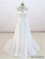 Lace See Through V Neck Cheap Beach Wedding Dresses Online, WD382