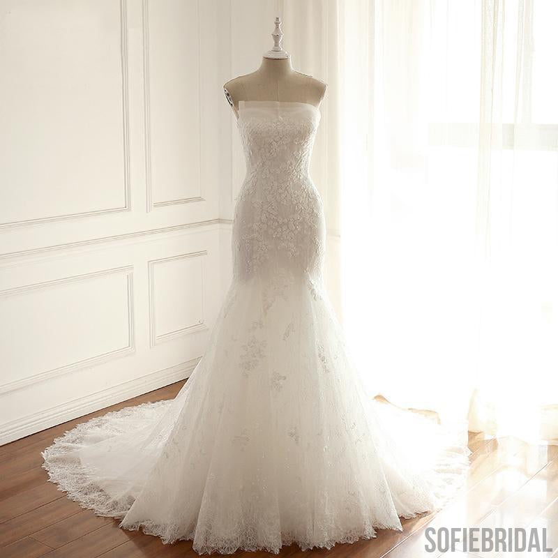 Lace Mermaid Long Custom Cheap Custom Wedding Dresses, WD306