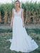V-neck Lace Chiffon Long A-line Simple Country Wedding Dresses, WD0299