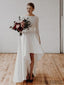 Long Sleeves Hi-low Ivory V-back Simple Wedding Dresses, WD0291