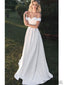Off Shoulder Long A-line Satin Simple Wedding Dresses, WD0302