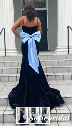 Sexy Spaghetti Straps V-Neck Sleeveless Mermaid Maxi Prom Dress, PD01149