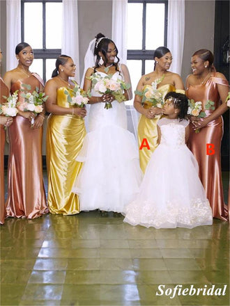 Sexy Soft Satin Mismatched Mermaid Floor Length Bridesmaid Dresses,SFWG00503