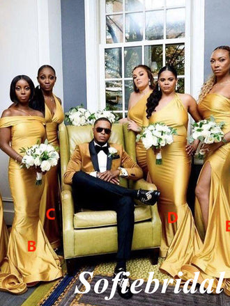 Mismatched Soft Satin Sleeveless Mermaid Floor Length Bridesmaid Dresses, SFWG00554