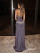Dusty Lavender Halter Satin Mermaid Gown, Rhinestone Waist Formal Prom Dress, PD13935