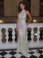 Halter High Neck Sequin Mermaid Evening Dress, Sparkly Backless Formal Gown, PD13962