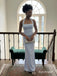 Light Blue Satin Halter Backless Mermaid Maxi Prom Dress, PD13919