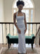 Light Blue Satin Halter Backless Mermaid Maxi Prom Dress, PD13919