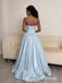 Light Blue Strapless Beaded Corset Satin Ball Gown Prom Dress, PD13920