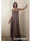 Simple Dusty-Grey Soft Satin Spaghetti Strap Minimalist Maxi Dress, PD01246