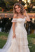 Off Shoulder Sweetheart Tiered Lace Wedding Dress, Short Ruffled Lace Sleeve Corset Bridal Gown, SFWD0148